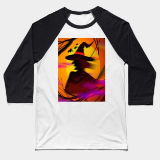 A Witch Silhouette Baseball T-Shirt